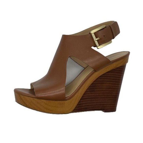 Michael Kors Shoes - Michael Kors Leather Heels Wedges Shoes 7 M Brown